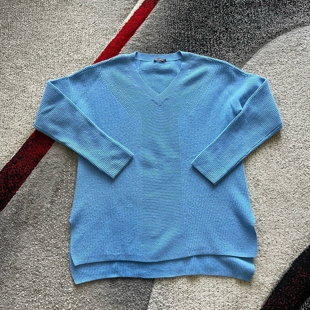J.McLaughlin Baby Blue V Neck Preppy Cashmere Sweater